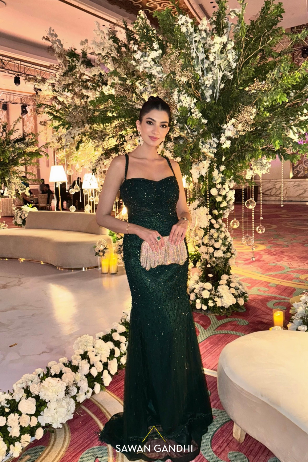 Hanna khan in bottle green fish cut gown XXL Hanna khan in bottle green fish cut gown XXL