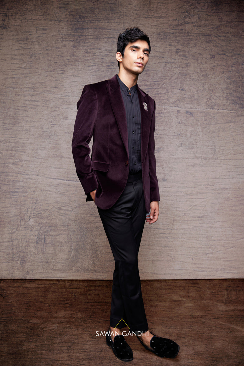 Wine velvet jacket - Main Image