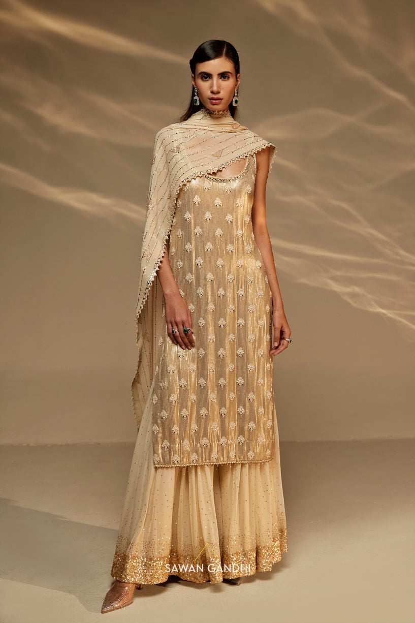 Gold sequins sharara suit set Sawan Gandhi Online Store Gold sequins sharara suit set Sawan Gandhi Online Store