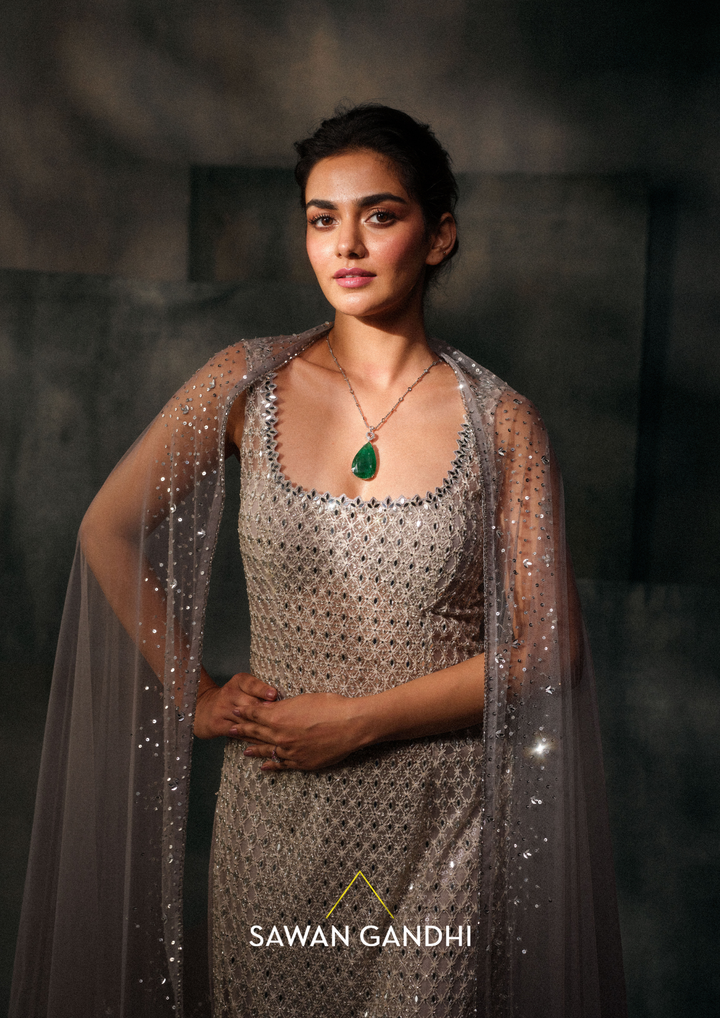 Grey threadwork suit