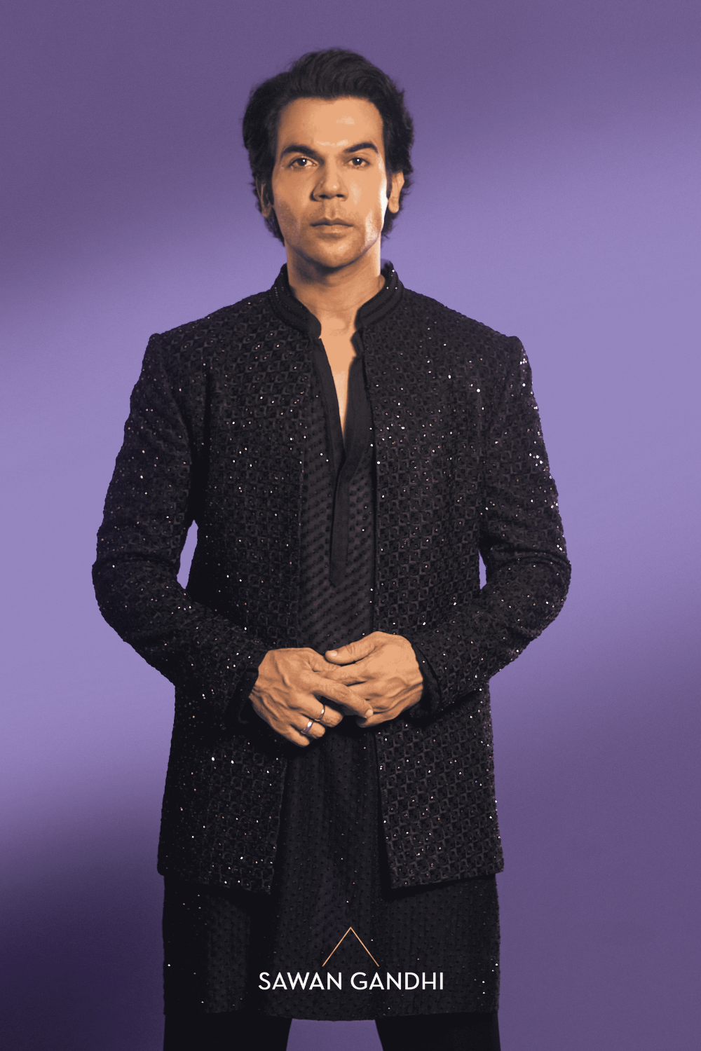 RajKumar Rao in Black bandhgala with swarosvki kurta