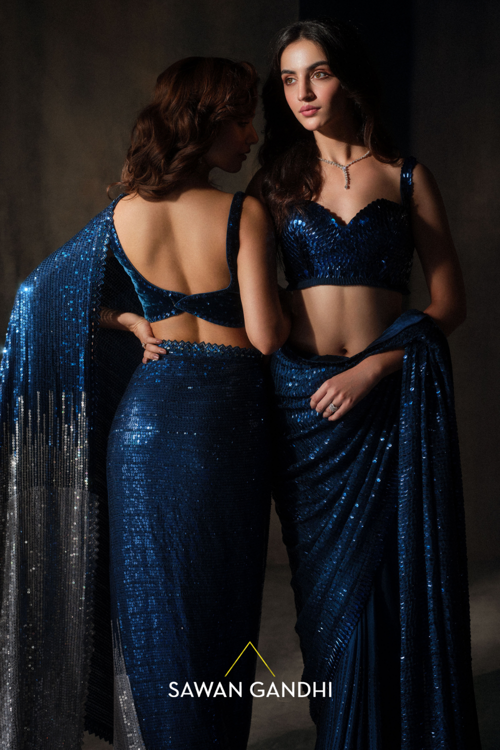 Electric blue kashti sequins saree