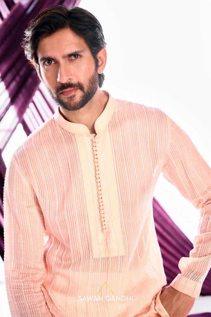 Peach Organza kurta