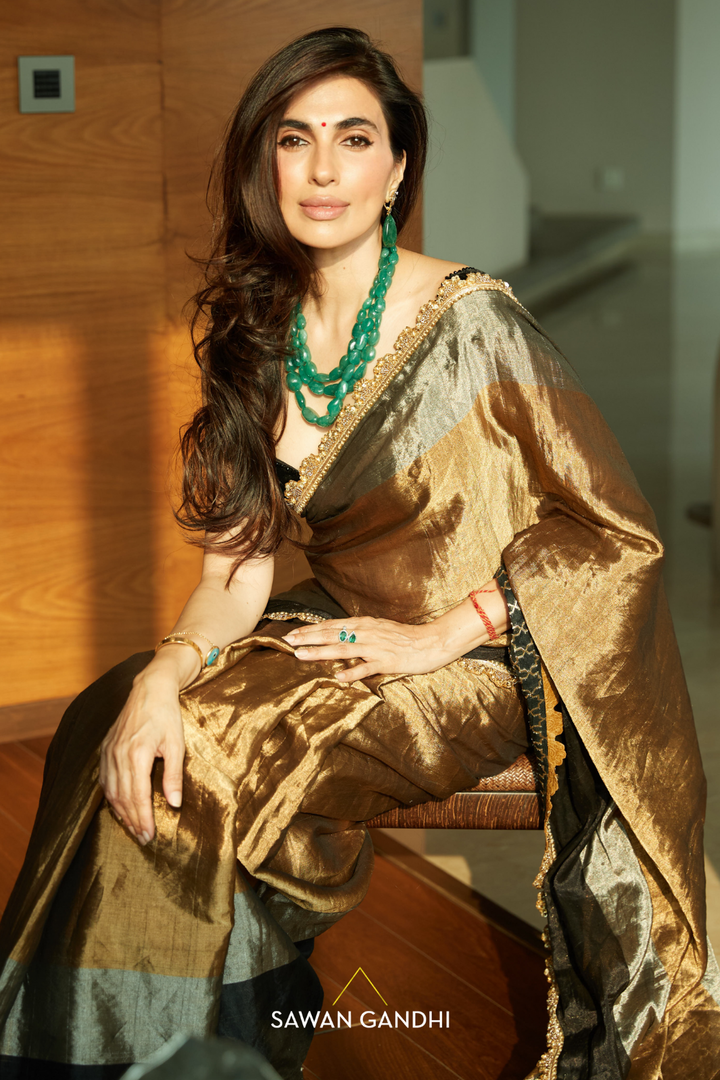 Prena Goel in Tricolour tissue saree