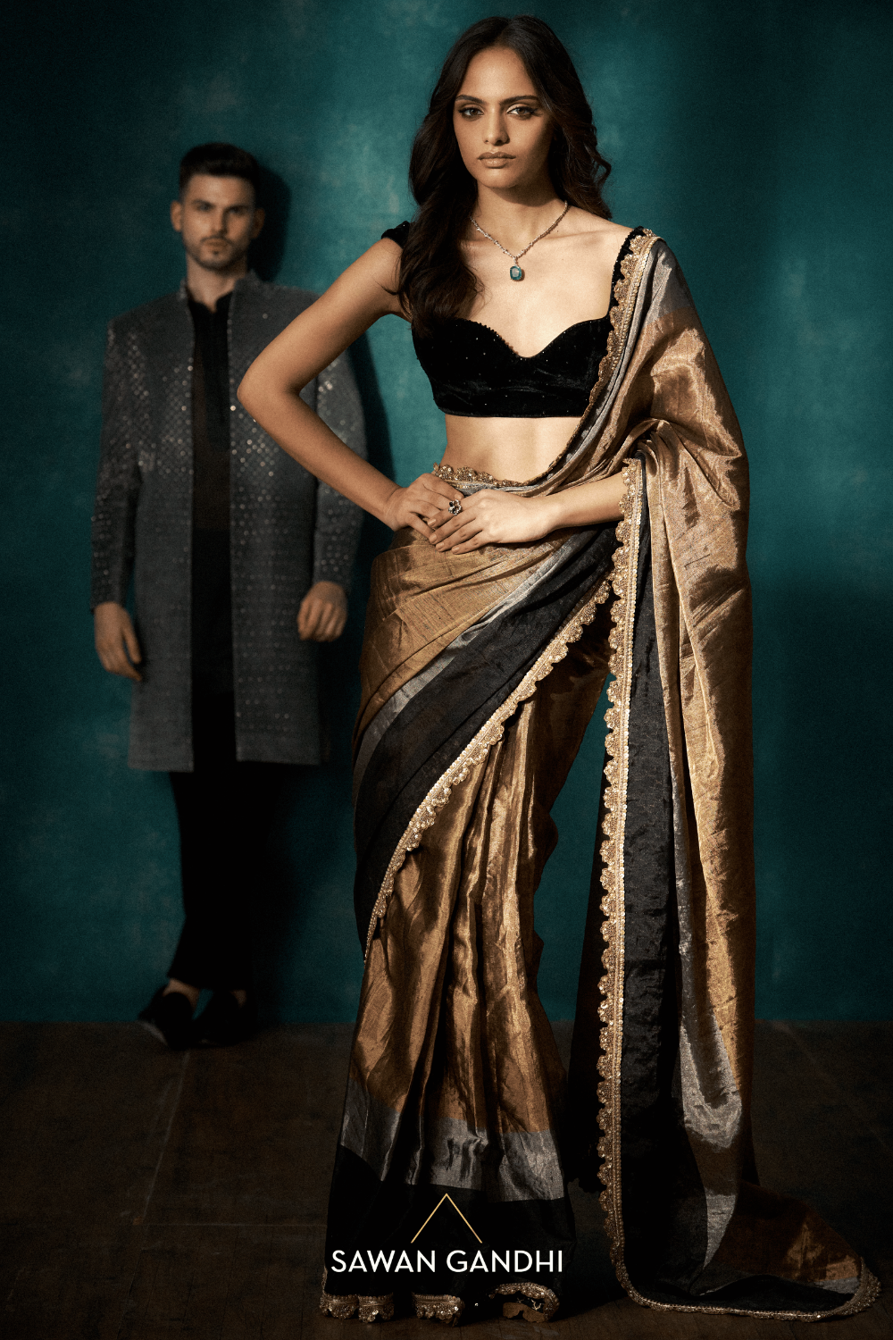 Tricolour tissue saree