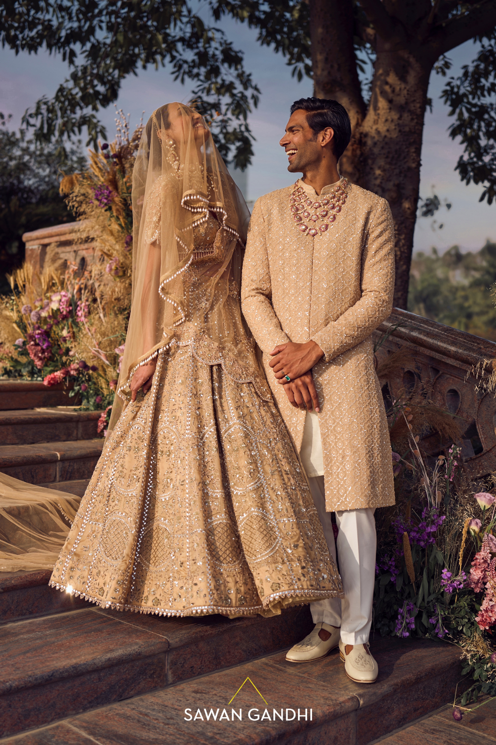 DARK BEIGE CHIKANKARI SHERWANI Sawan Gandhi Online Store DARK BEIGE CHIKANKARI SHERWANI Sawan Gandhi Online Store