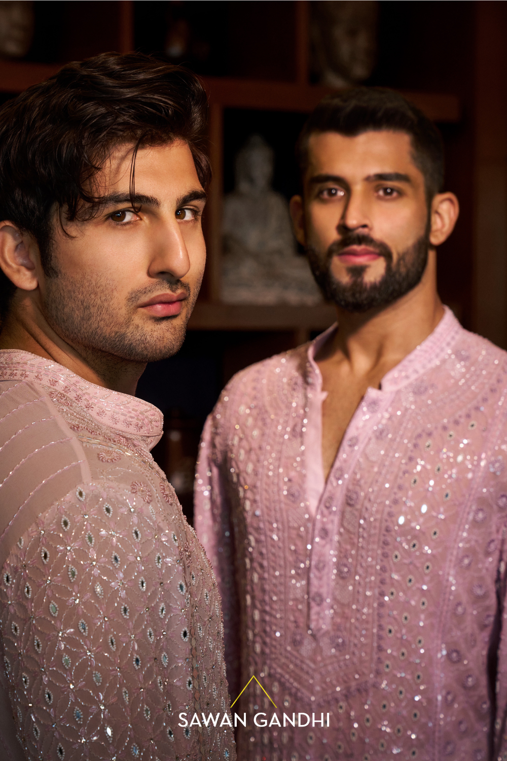 Lilac chikankari pearl work kurta