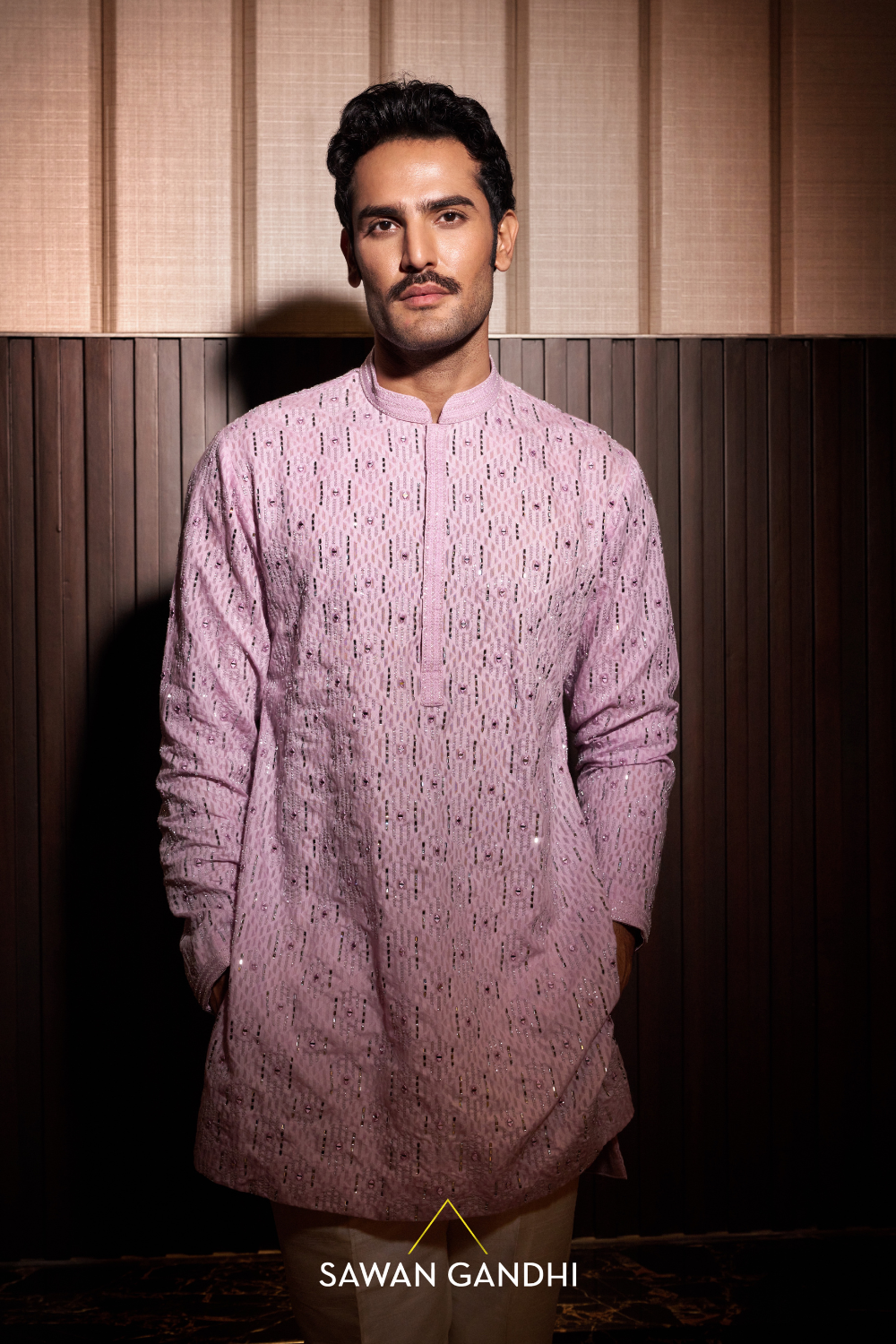 Lilac self chanderi kurta
