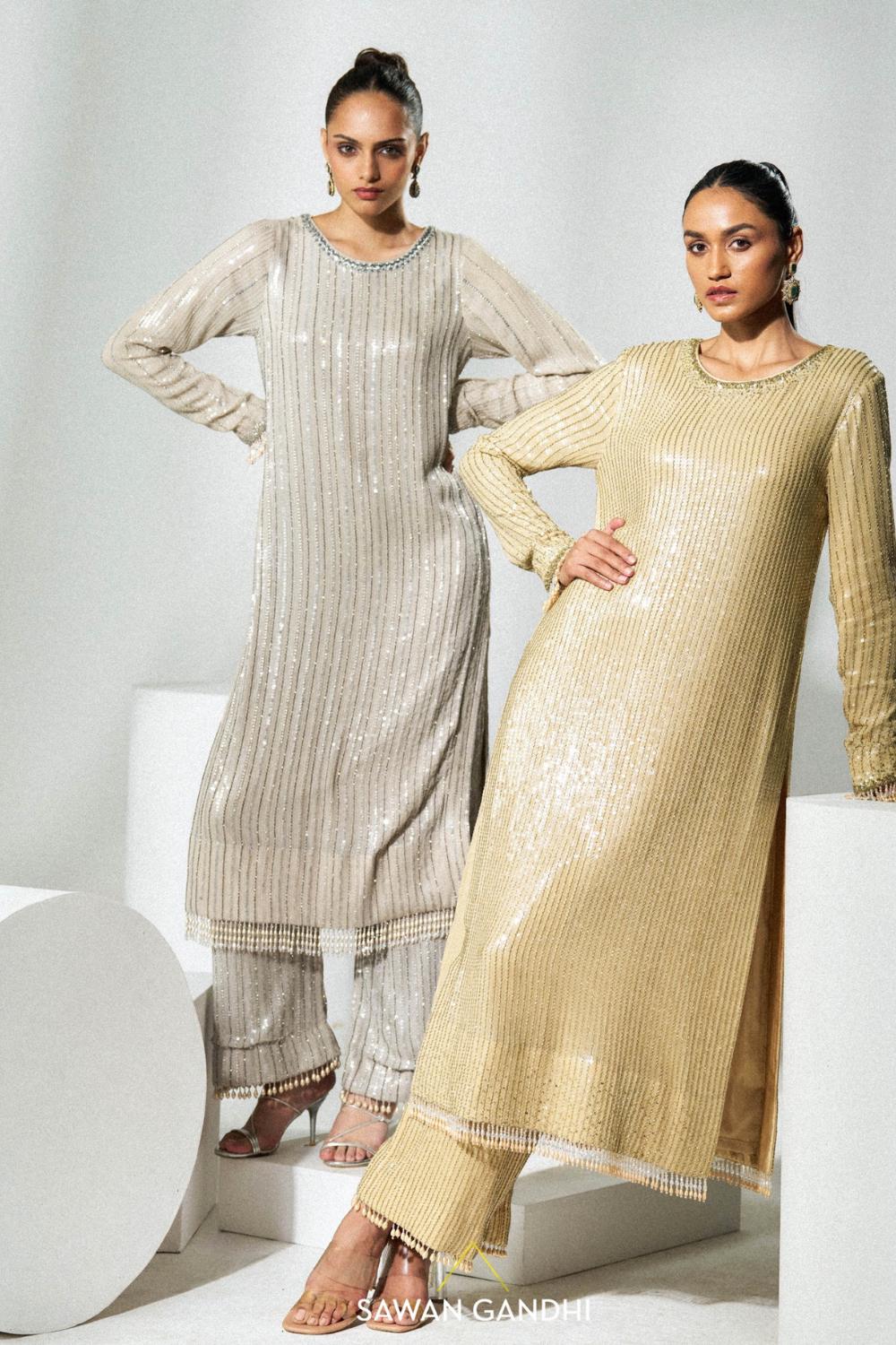 Steel grey sequins suit