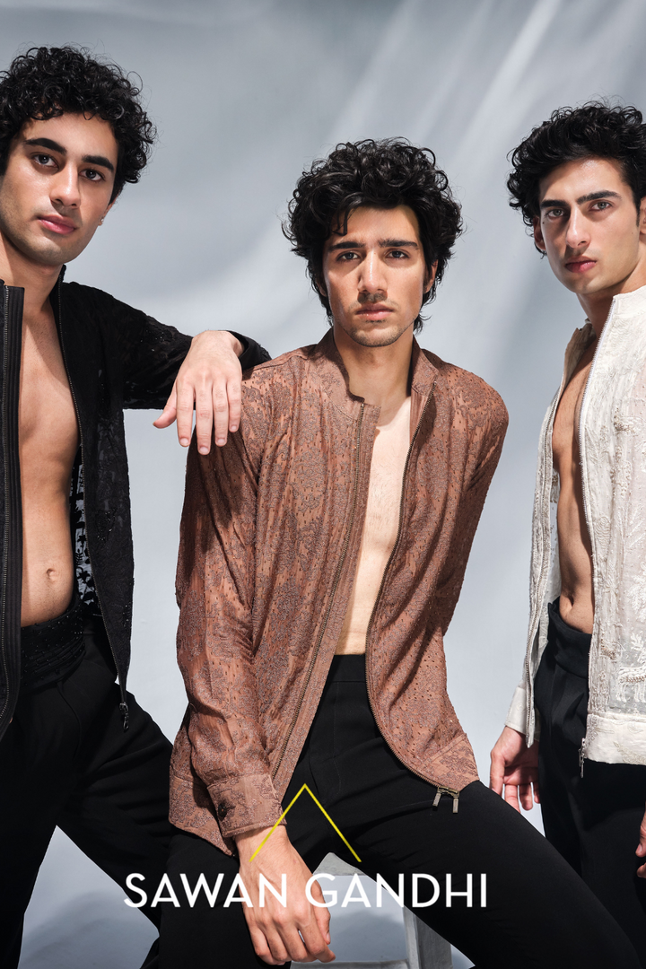 Ivory cross stitch and bead work jacket