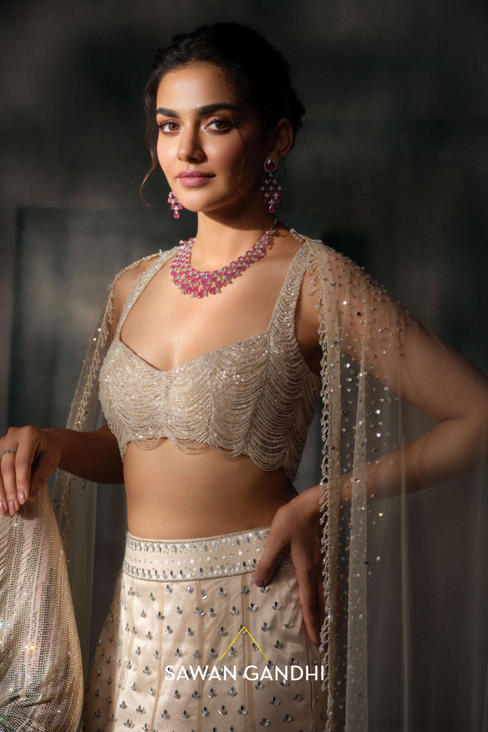 Ivory fishcut Lehenga