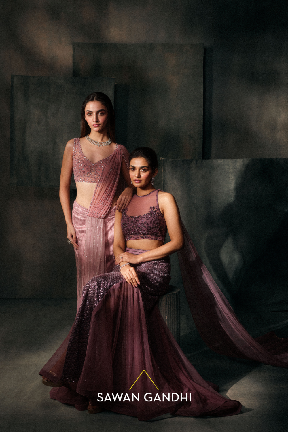 Mauve fishcut lehenga