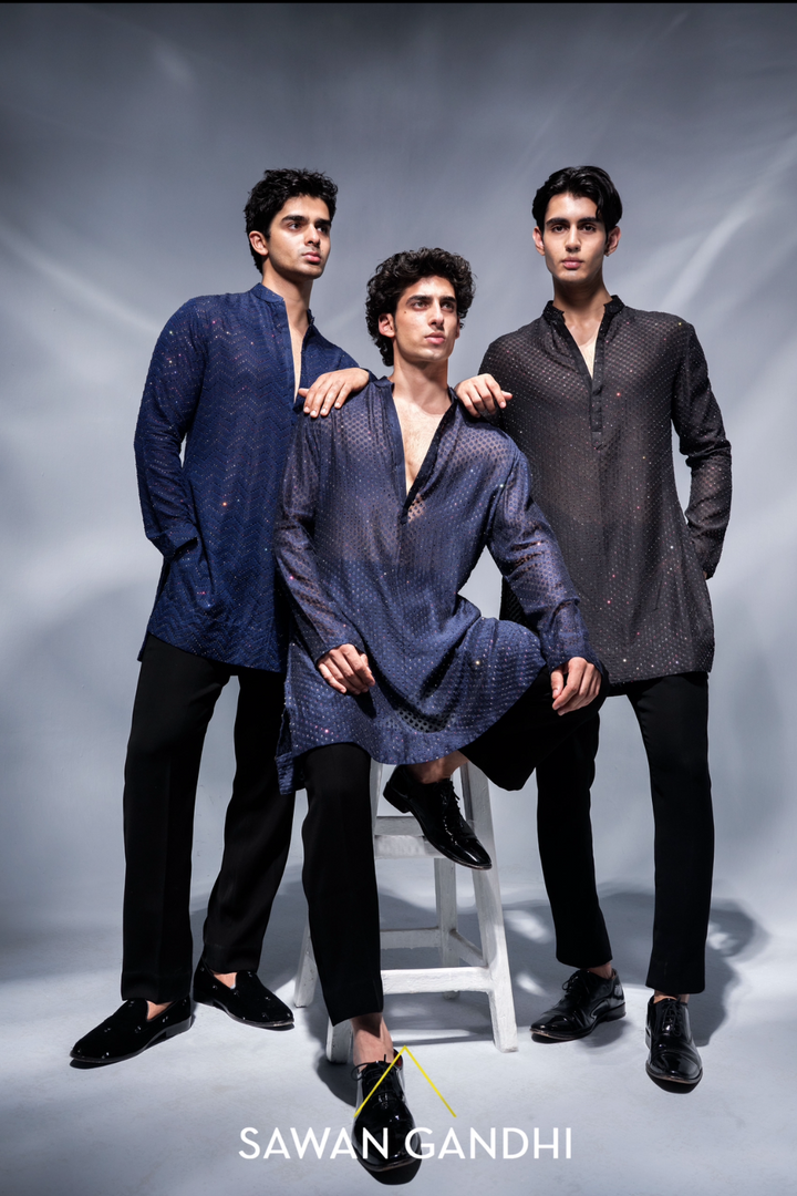 Navy blue swarovski kurta