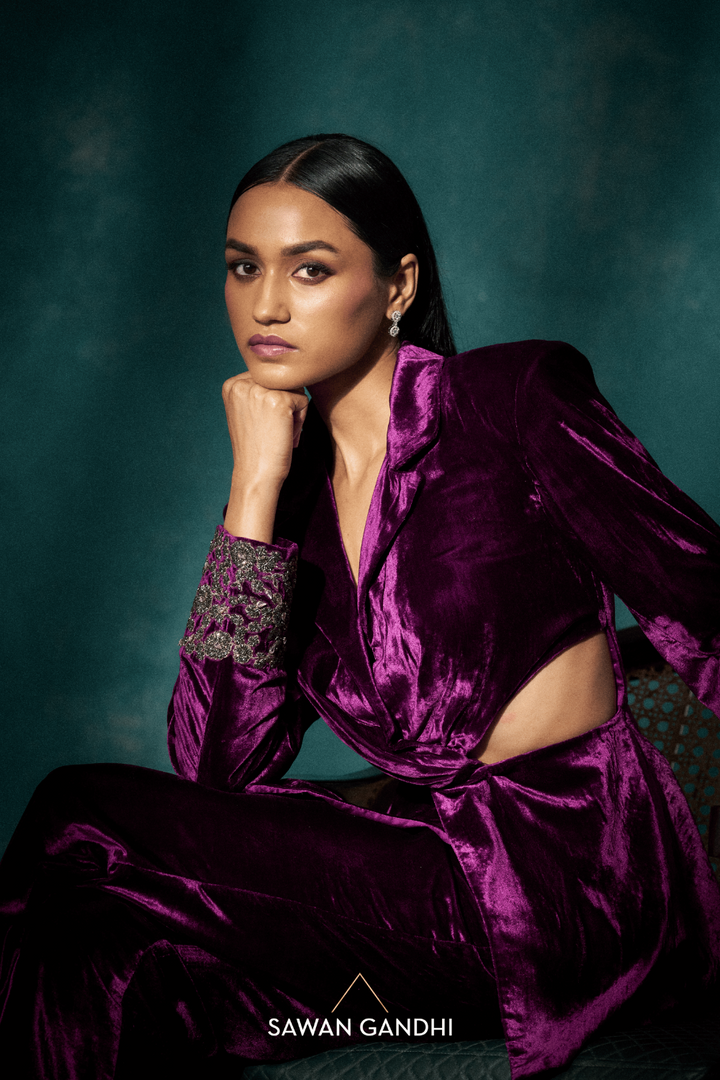 Mulberry indo western pant suit