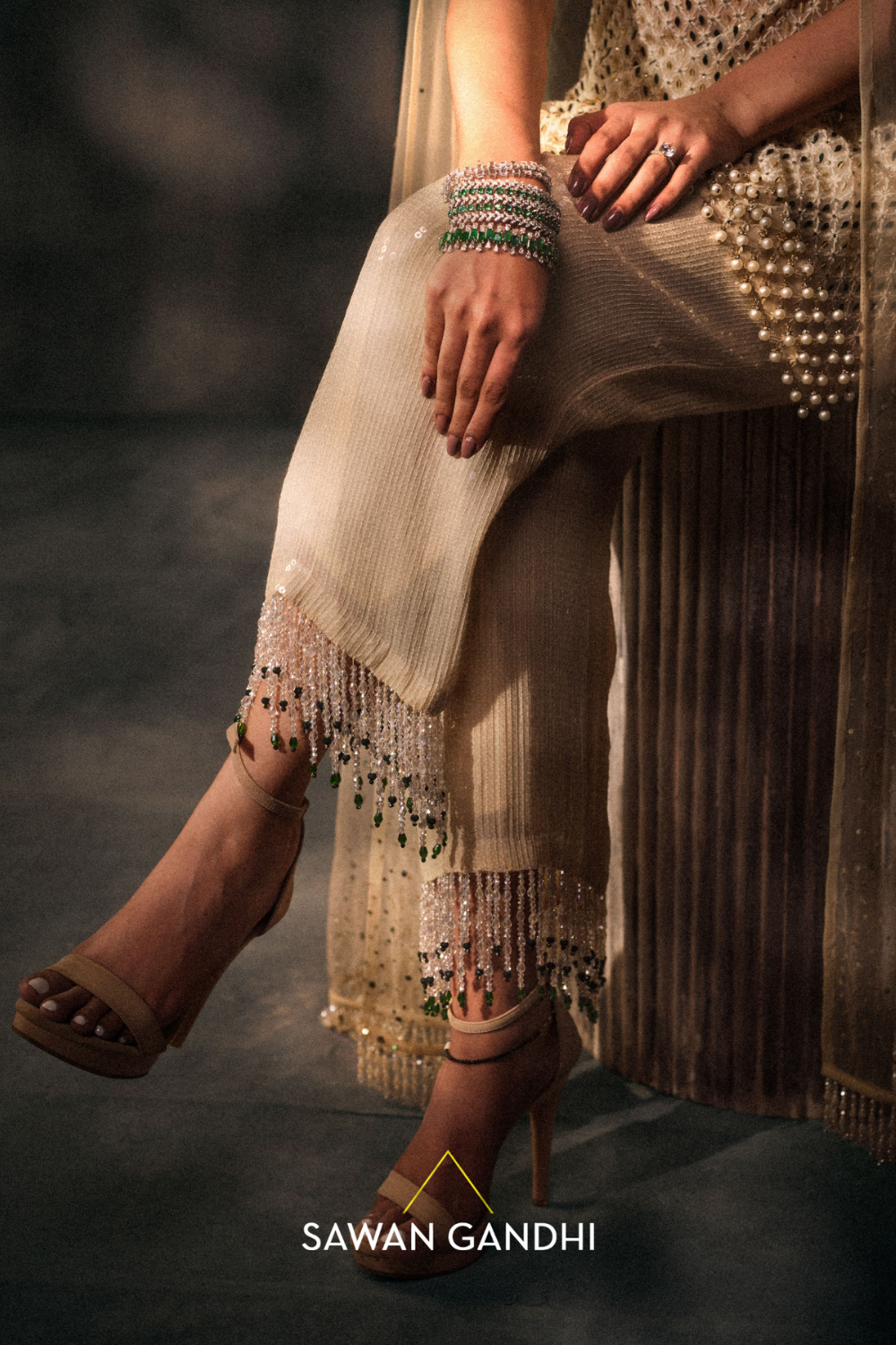 Ivory pearl tassel suit