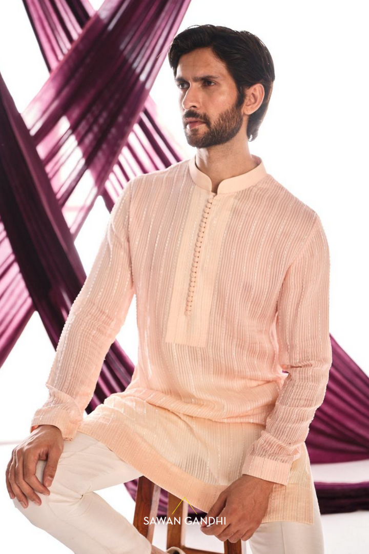 Peach Organza kurta