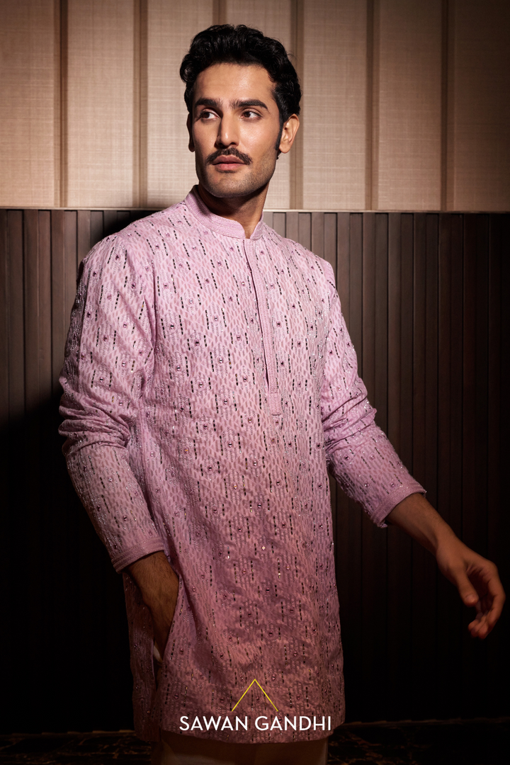 Lilac self chanderi kurta