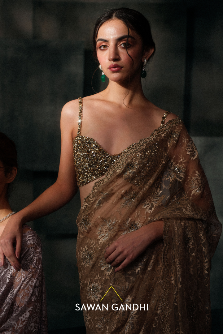 Gold Chantley Lace Saree