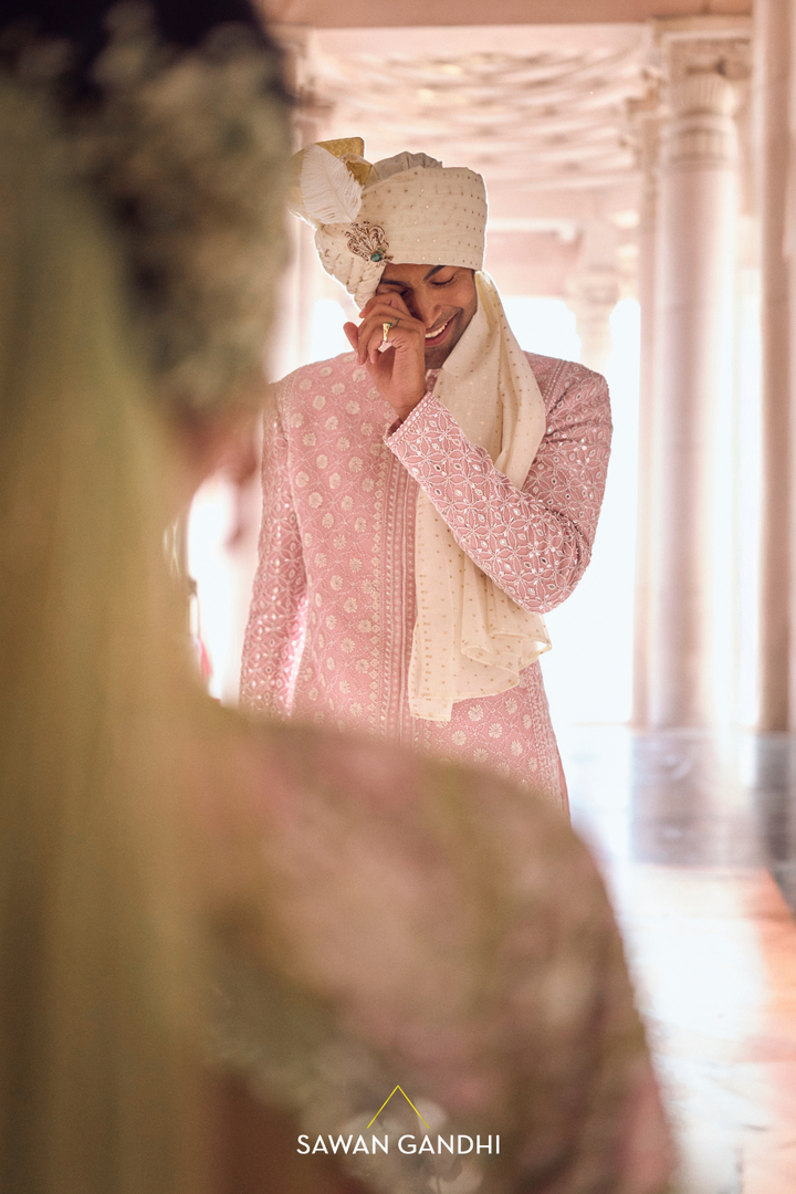 ORCHID PINK  PEARL WORK SHERWANI