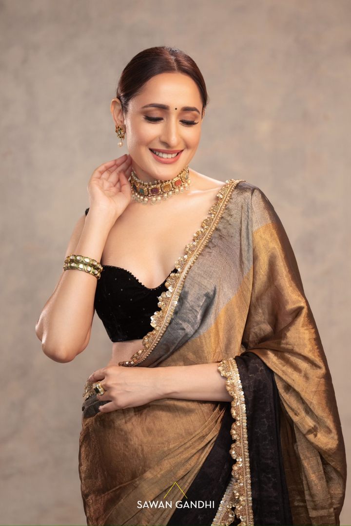 Pragya Jaiswal in TRICOLOUR TISSUE SAREE