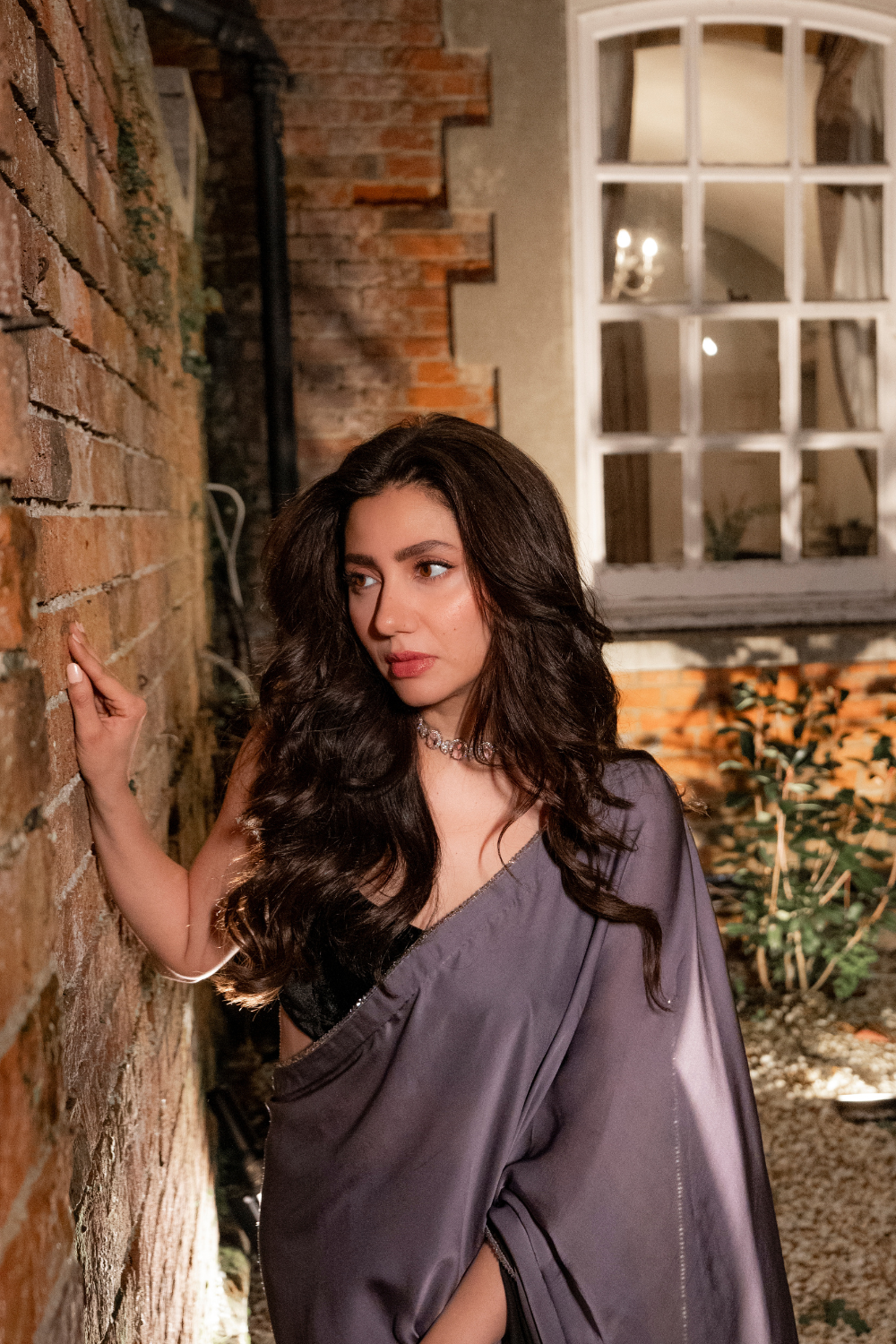 Mahira Khan in GREY BLACK OMBRE SAREE
