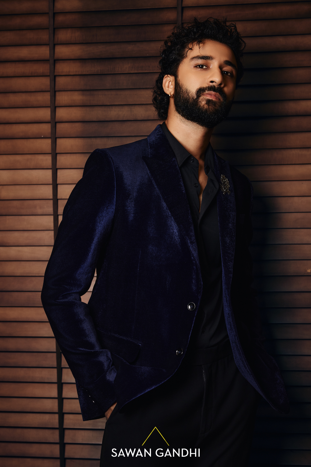 Raghav Juyal in Navy Blue Velvet Jacket Sawan Gandhi Online Store Raghav Juyal in Navy Blue Velvet Jacket Sawan Gandhi Online Store