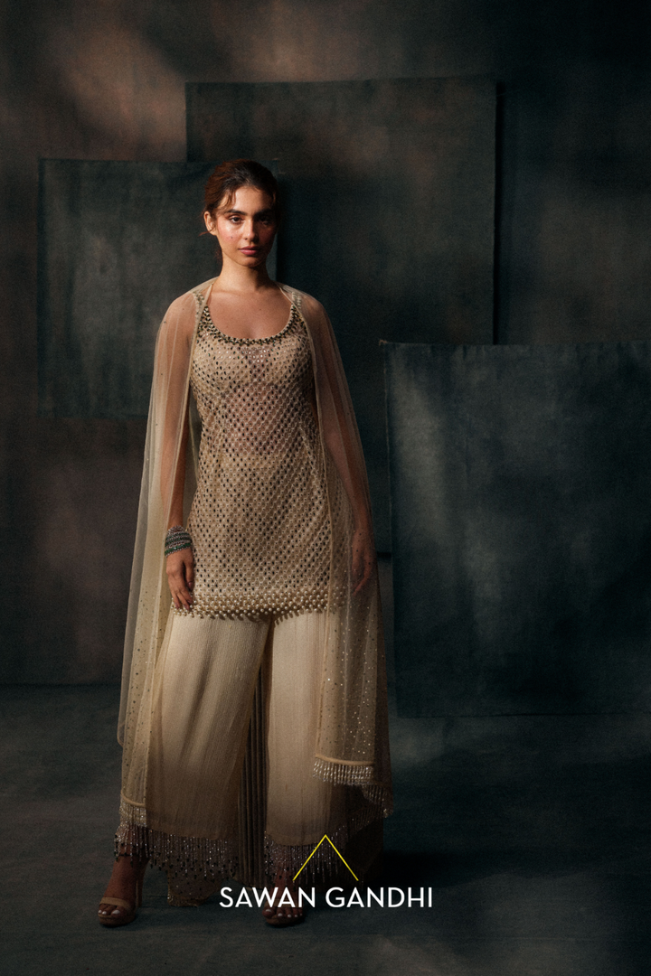 Ivory pearl tassel suit