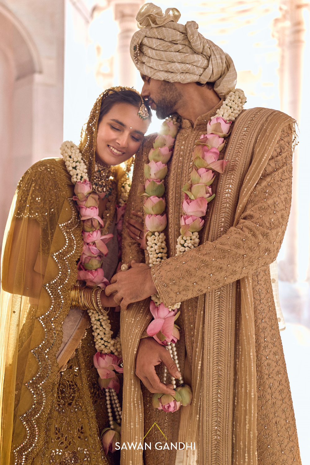 GOLDEN BEIGE LOTUS SHERWANI
