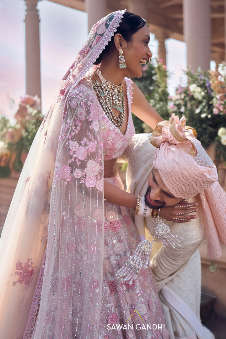 BLOOMY PINK APPLIQUÉ WORK LEHENGA