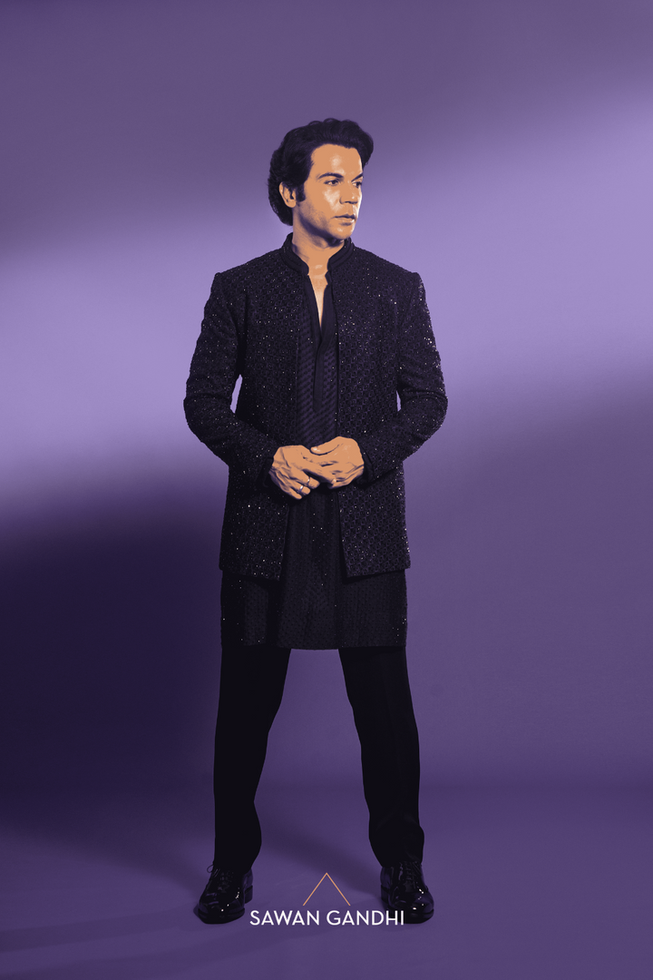 RajKumar Rao in Black bandhgala with swarosvki kurta