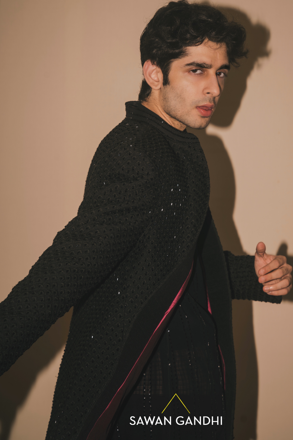 Neel dewan in Black self work bandhgala