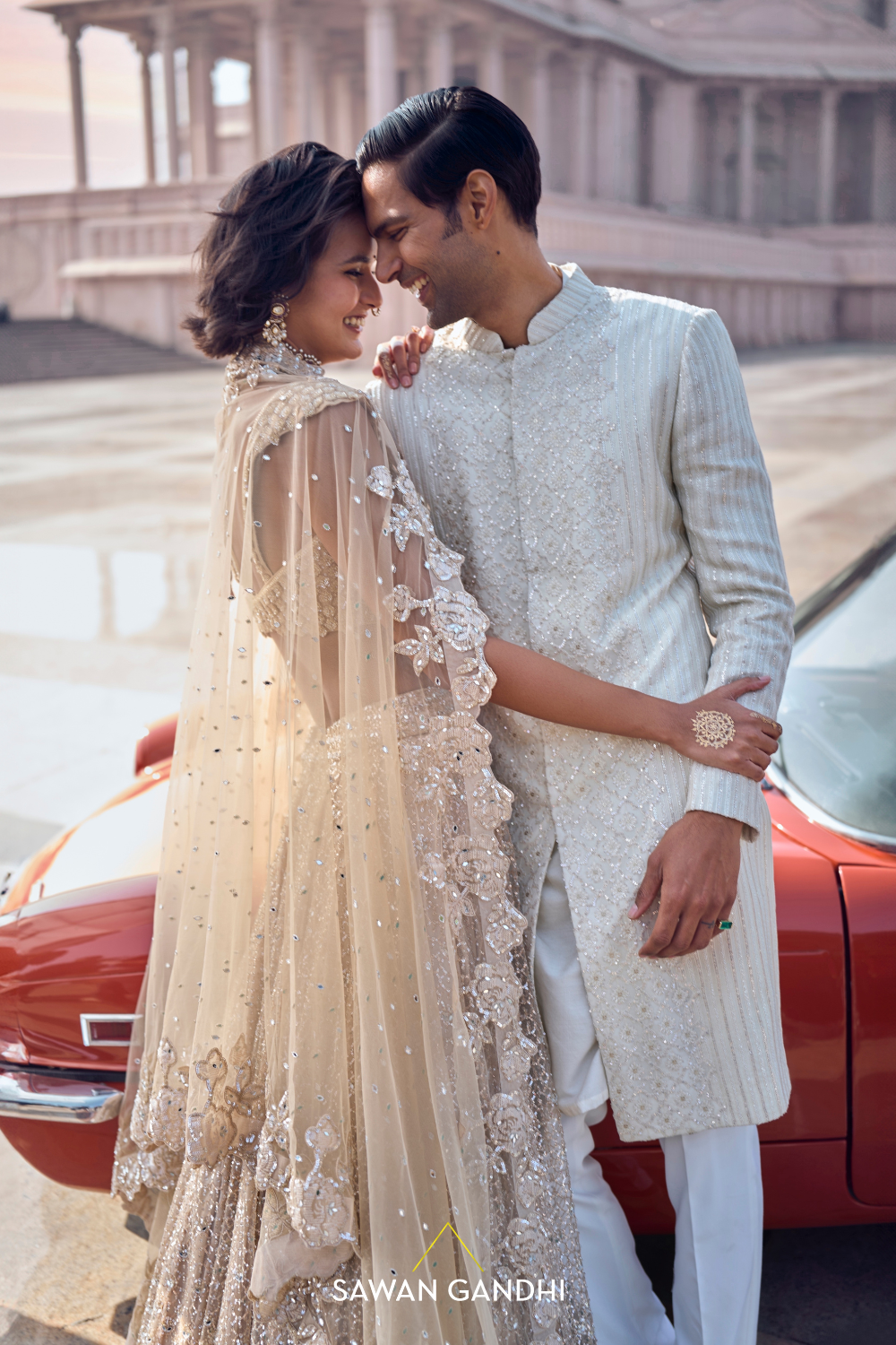 CHIKANKARI SHERWANI WITH VERTICAL LINES