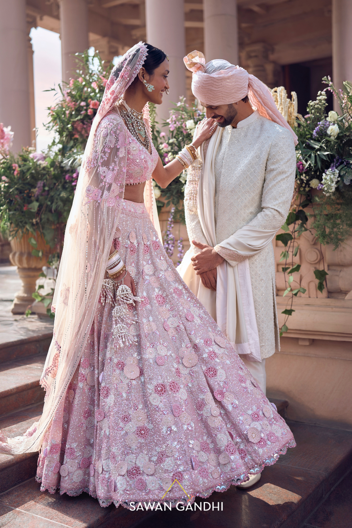 BLOOMY PINK APPLIQUÉ WORK LEHENGA