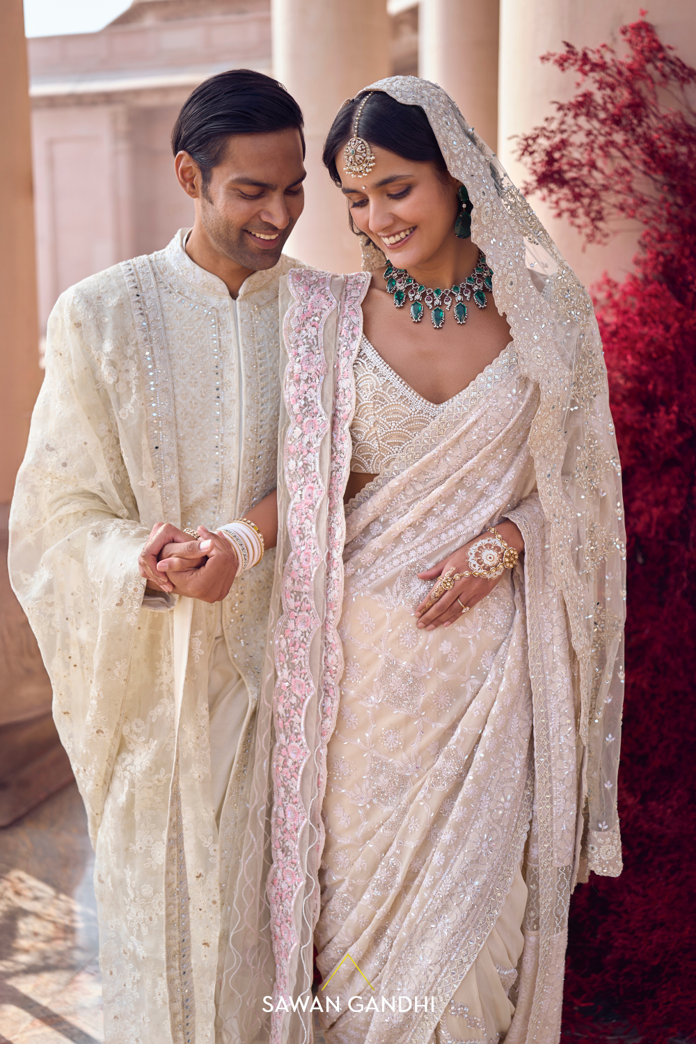 Ivory Chikankari saree