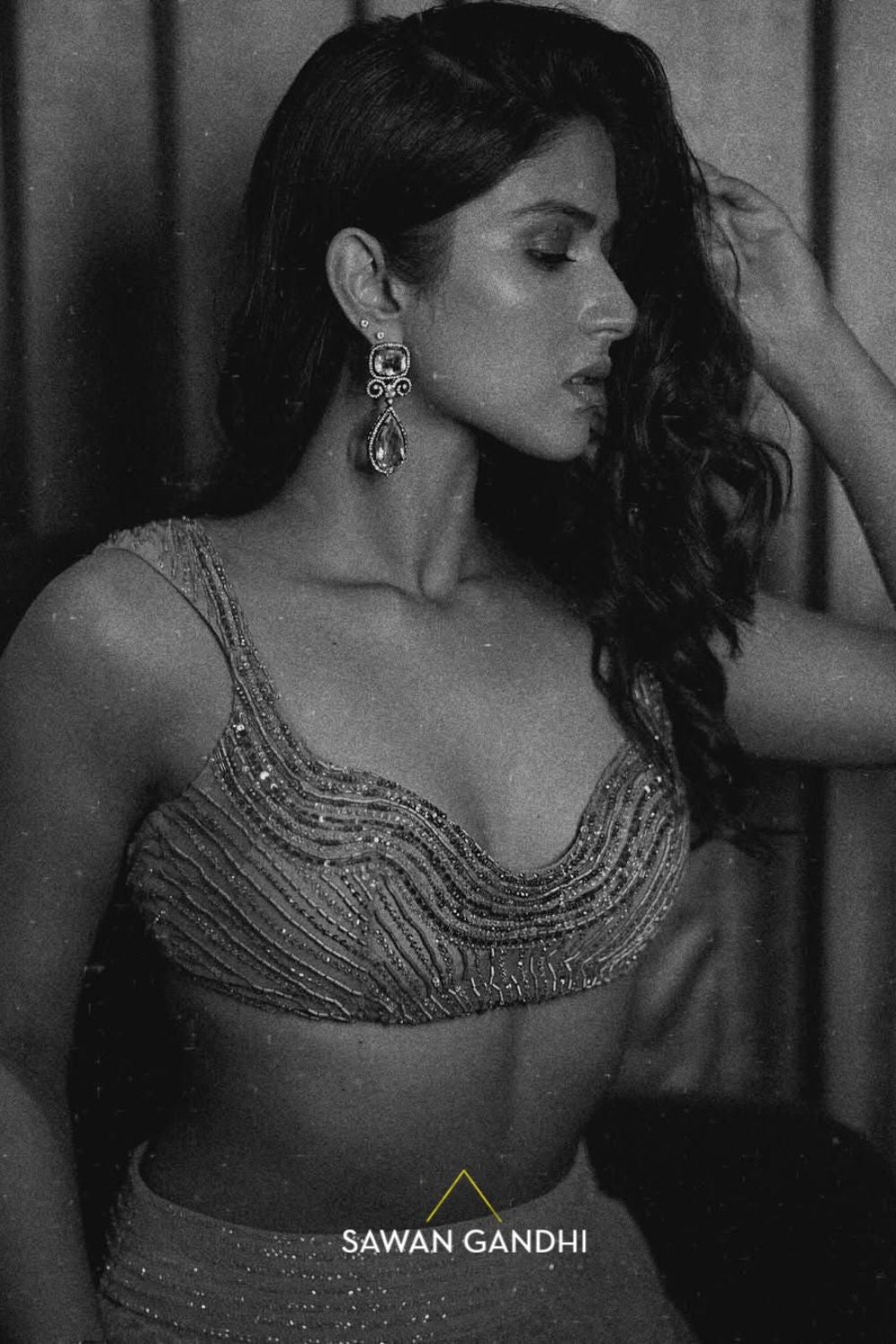 Pranutan Bahl in Grey to pink ombre sequins lehenga