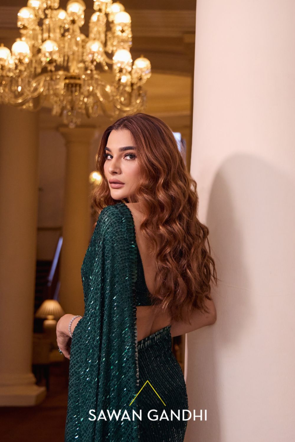 Samaira Sandhu in Bottle Green Kashti Saree