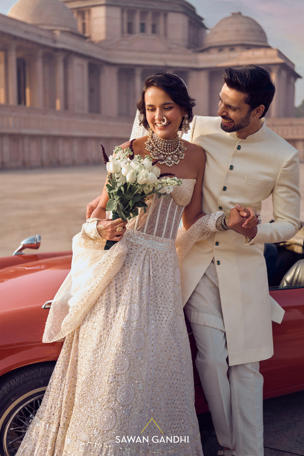 PEARL WHITE CHIKANKARI LEHENGA WITH CORSET