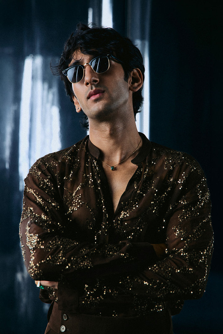 Coffee sequins shirt