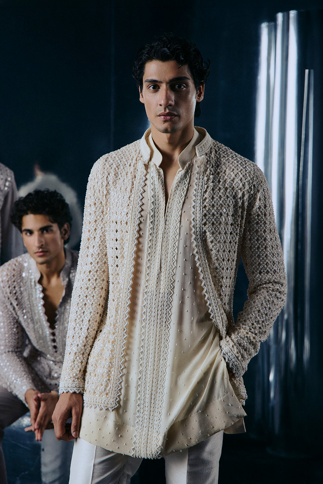Ivory Cutwork Jacket Set