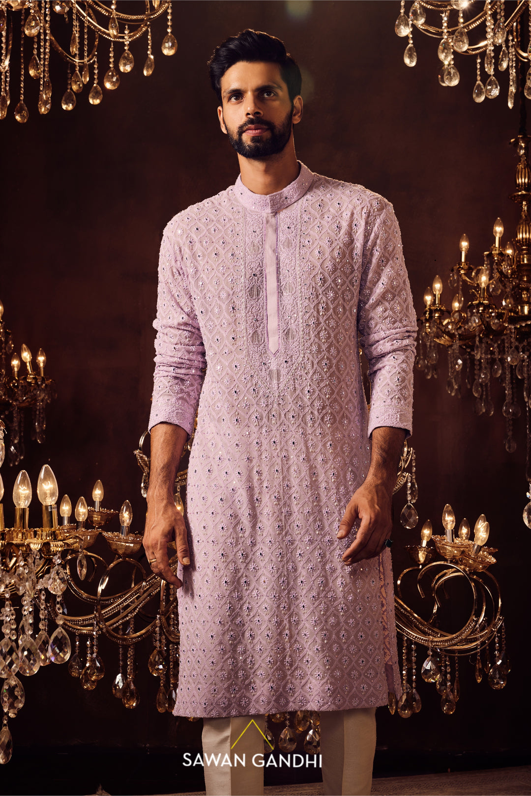 Lilac chikankari kurta