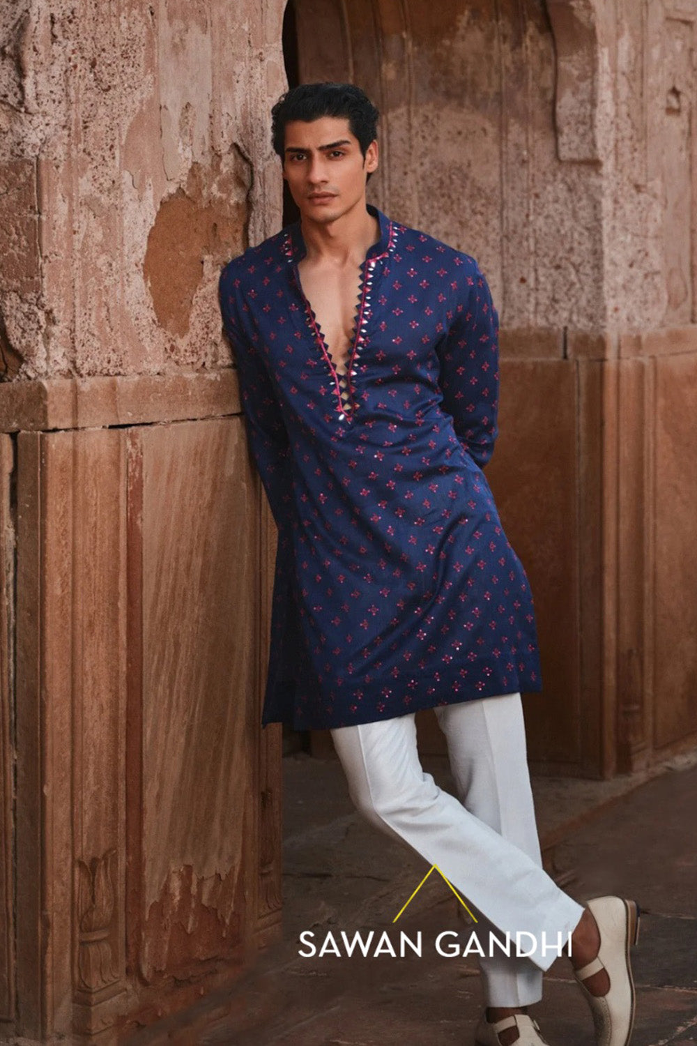 Navy Bandhani kurta set