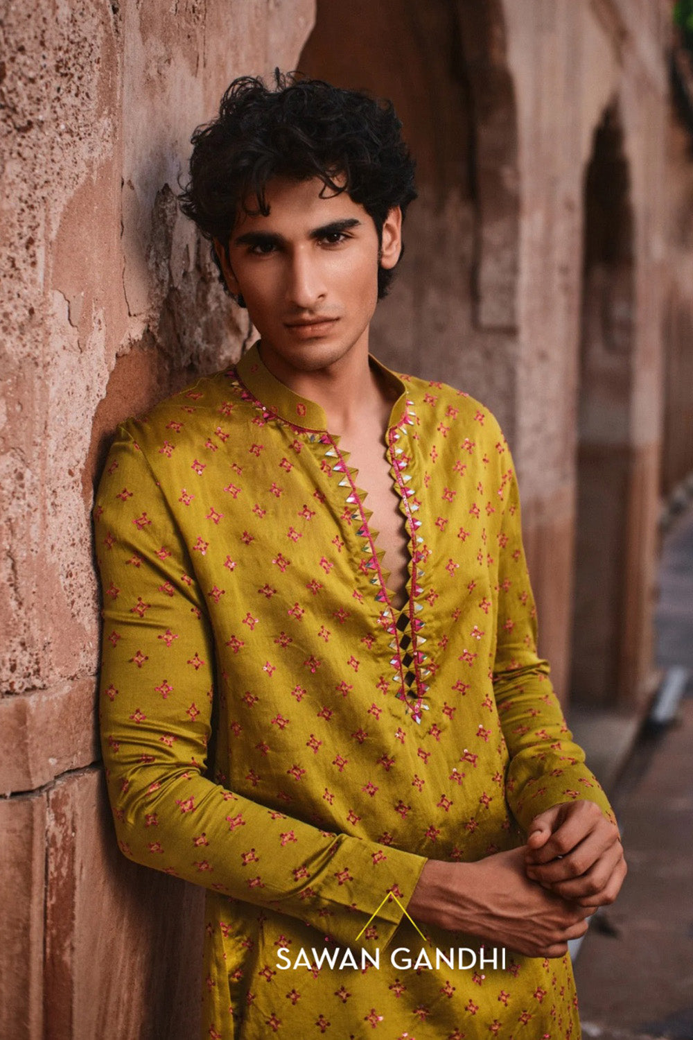 Mustard Bandhani kurta set