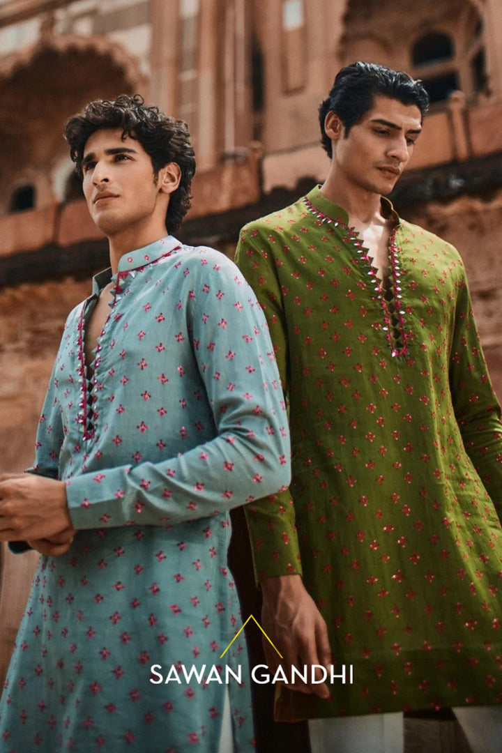 Pale Turquoise Bandhani kurta set