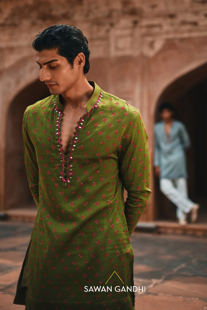 Moss green Bandhani kurta set