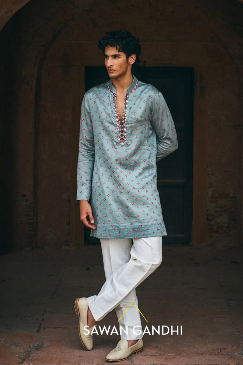 Pale Turquoise Bandhani kurta set