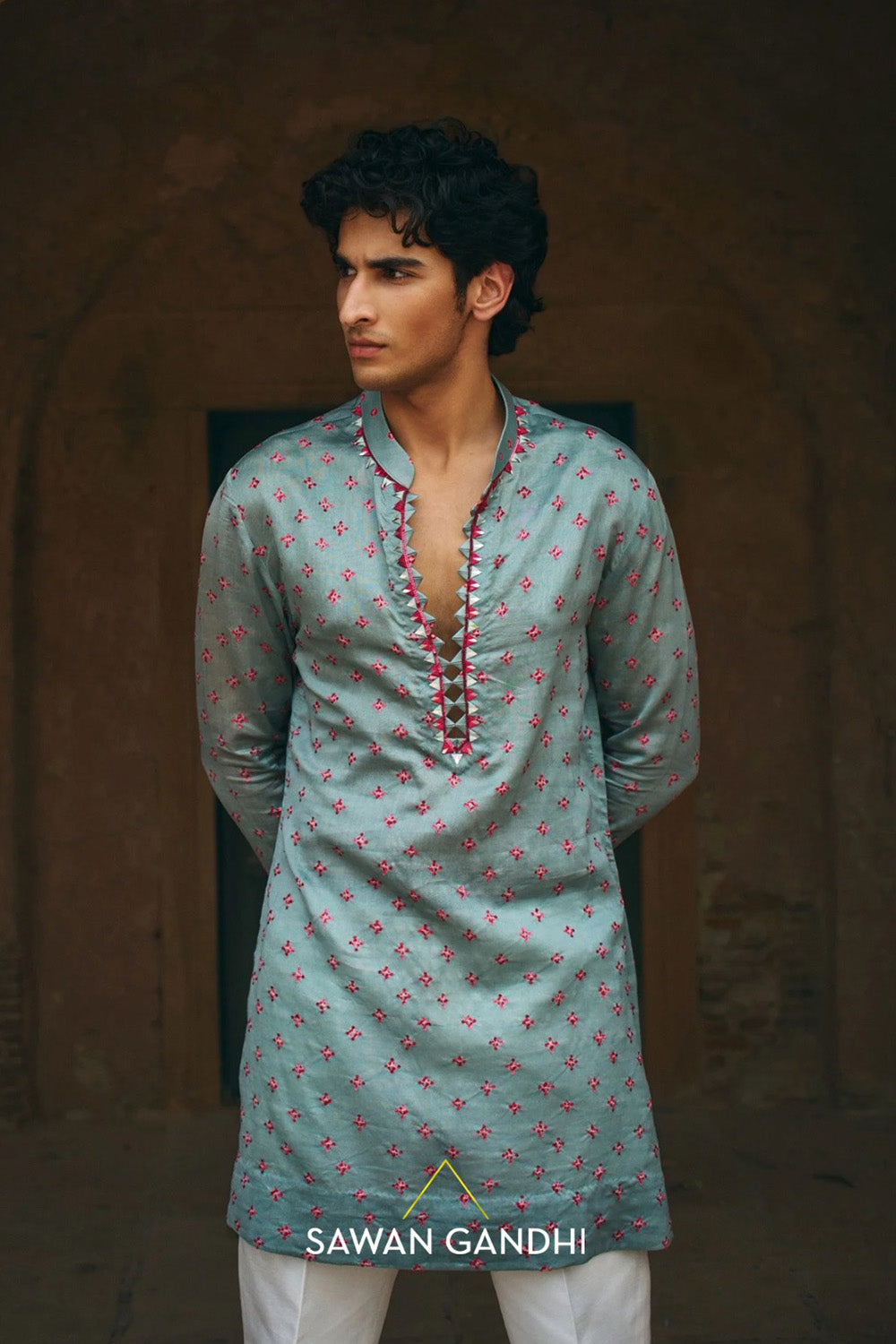 Pale Turquoise Bandhani kurta set