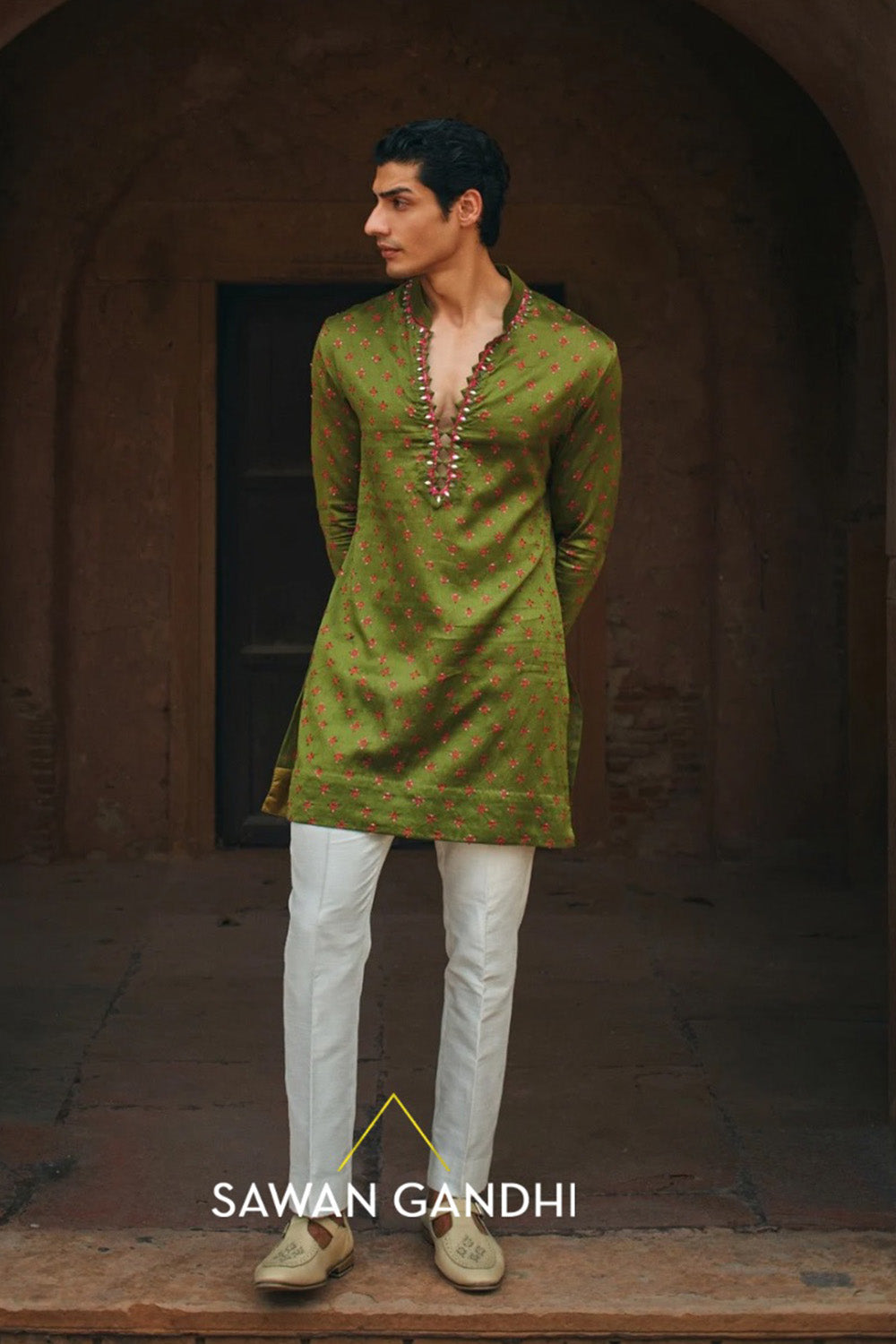 Moss green Bandhani kurta set