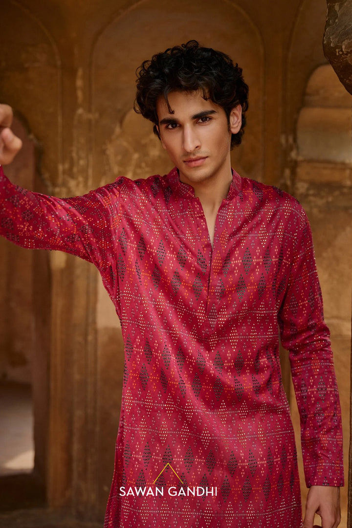 Crimson multicolour kurta set
