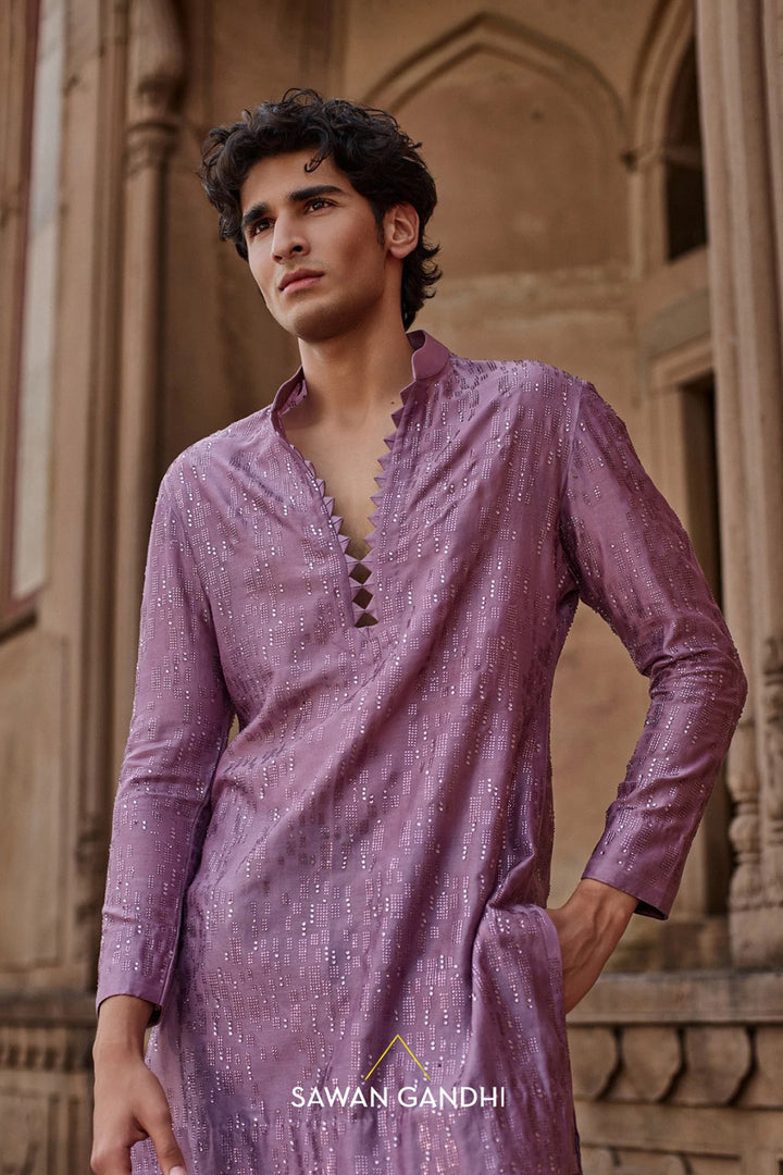 Dusty Mauve chanderi swarovski kurta set