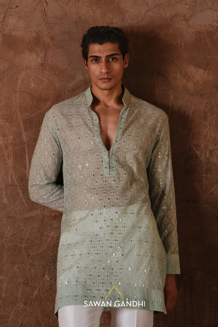 Sage green mirror kurta set